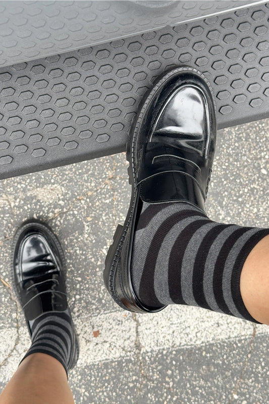 Wally Socks (Charcoal Stripe)