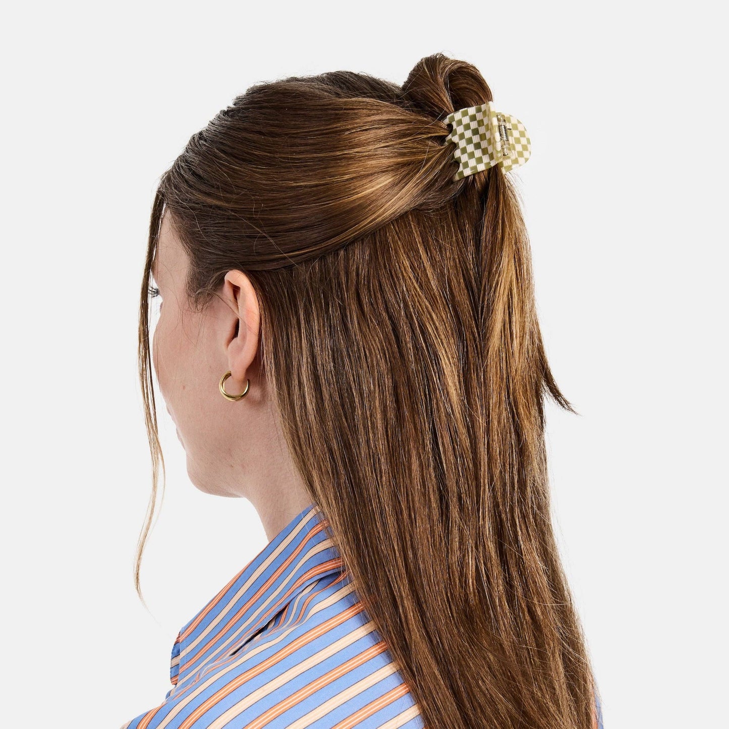 Midi Ursa Claw in Olive Check