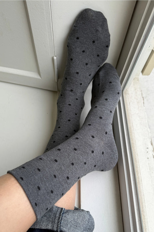 Sneaker Socks (Charcoal Polka Dots)