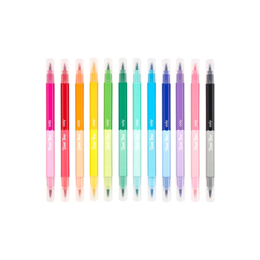 Dual Tone Double Ended Brush Markers (Set of 12 / 24 Colors)