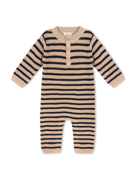Stripe Chunky Sweater Knit Baby Jumpsuit