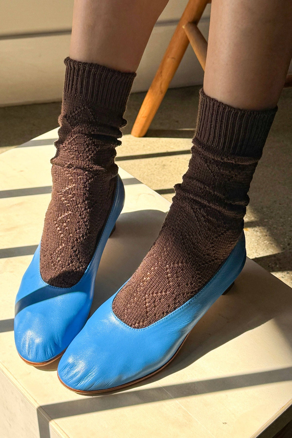 Brown Modal Eyelet Socks