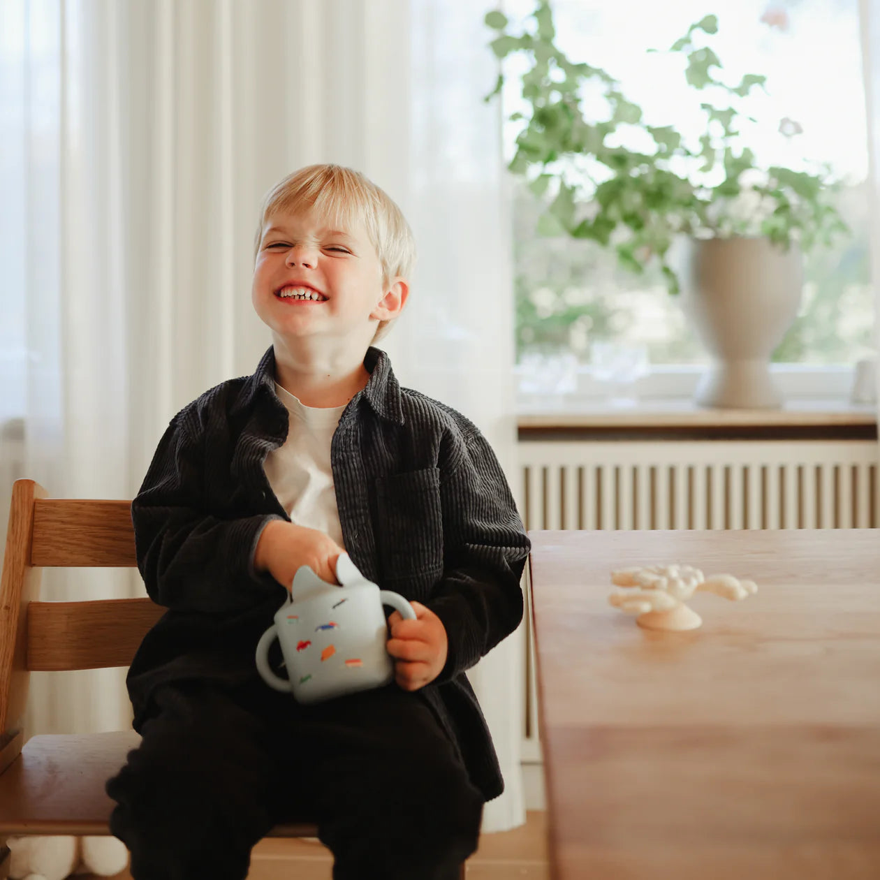Silicone Training Cup + Straw (Retro Cars)