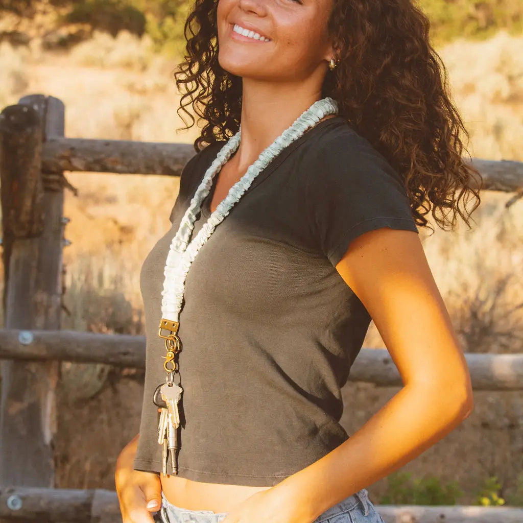 Sage Gingham Lanyard