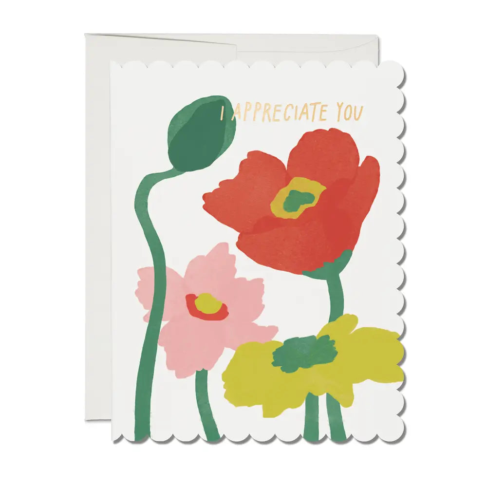 Scalloped Poppy I Appreciate You Greeting Card