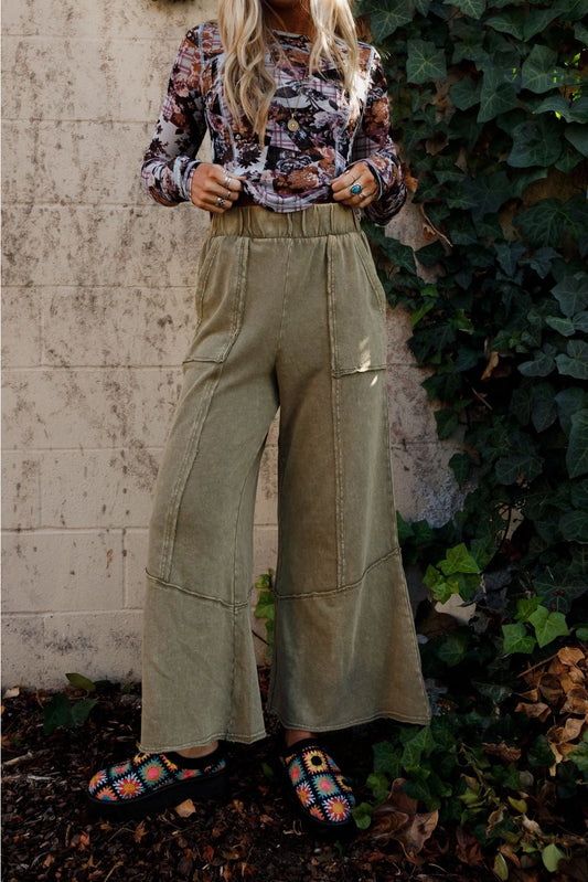 Sunset Shore Wide Leg Pants - Olive