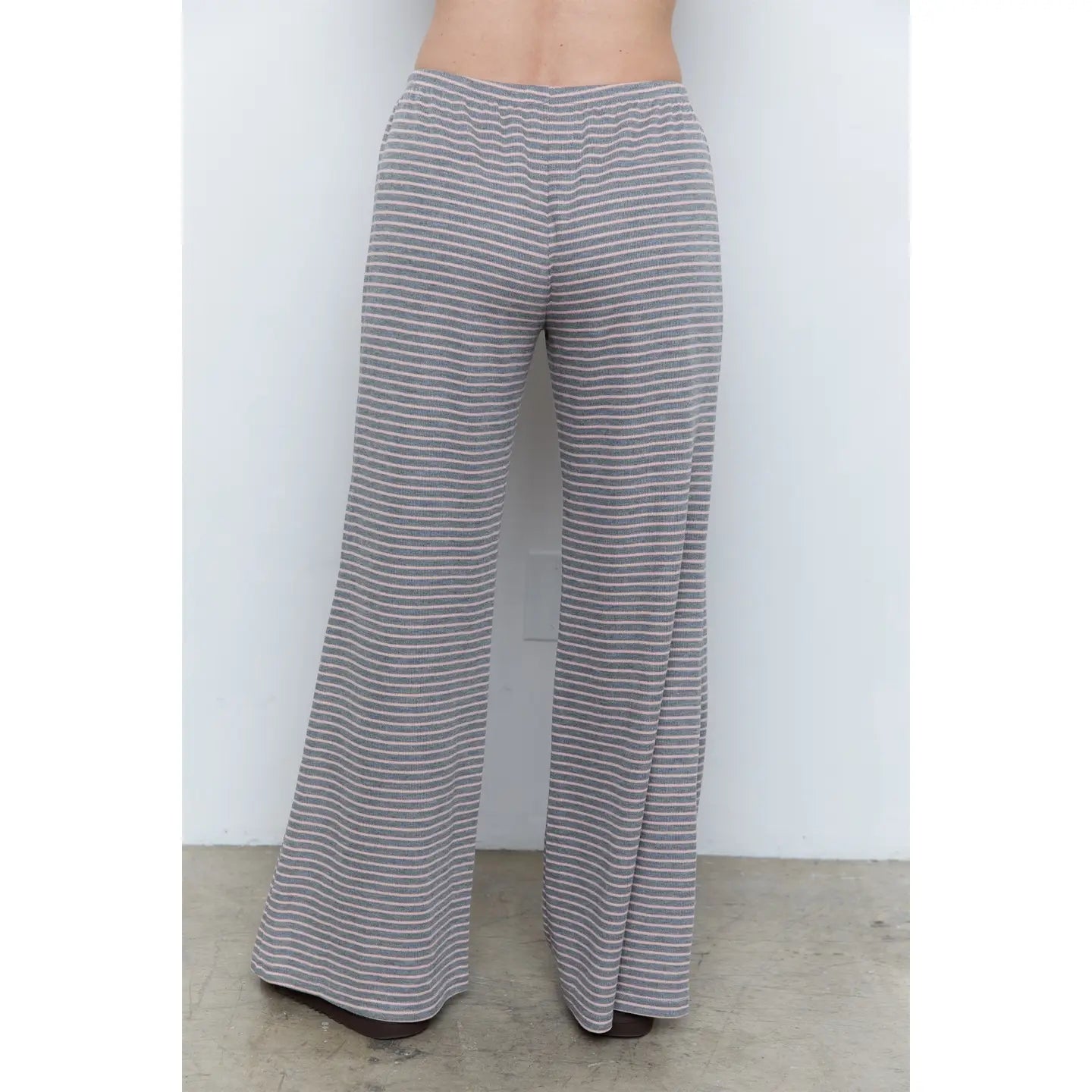 Pink + Grey Striped Pants