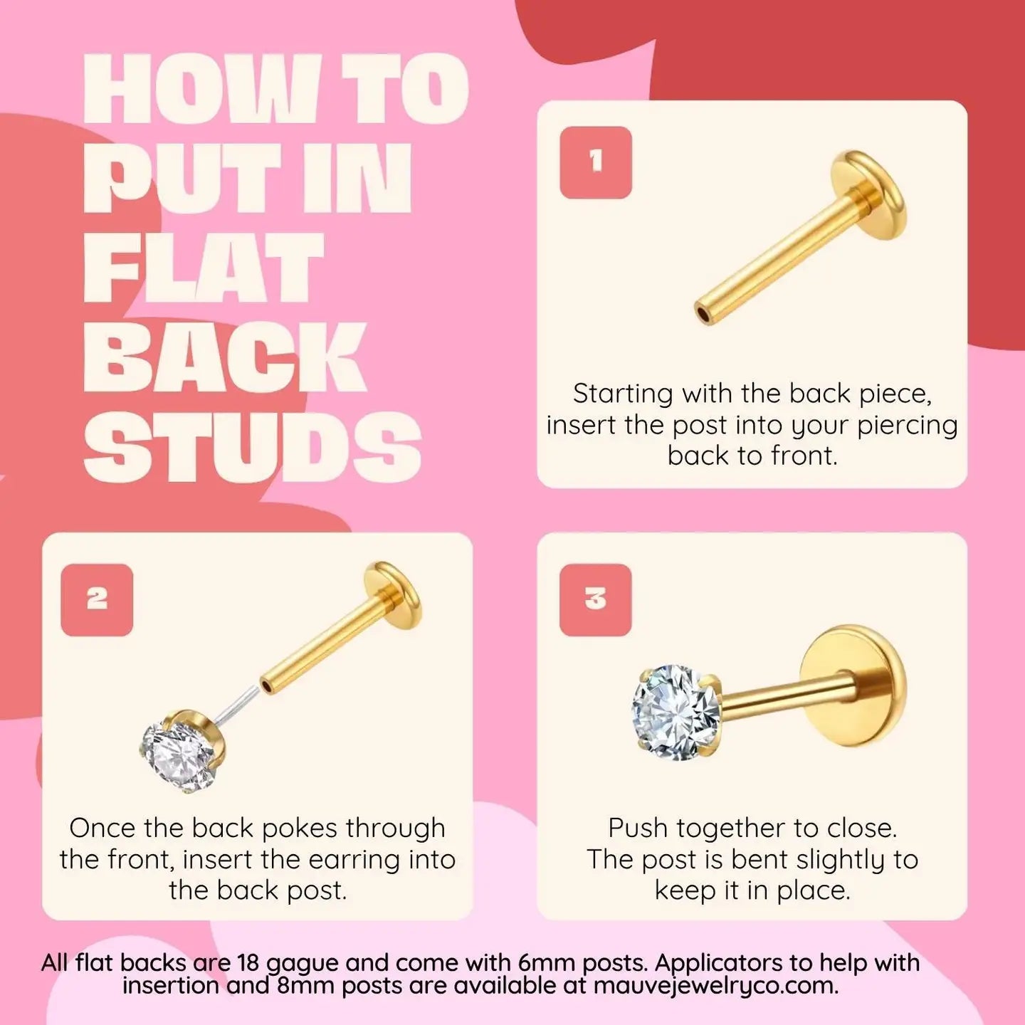 Diamond Flat Back Studs (Gold)