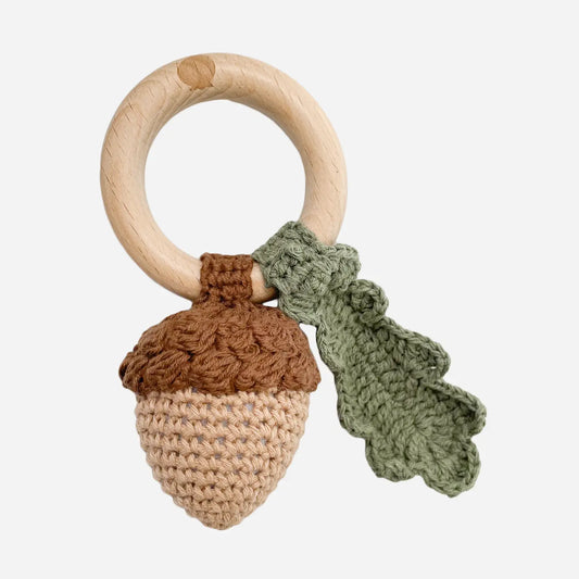 Teether Acorn Cotton Rattle Baby Gift