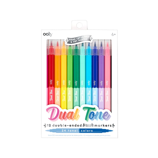 Dual Tone Double Ended Brush Markers (Set of 12 / 24 Colors)