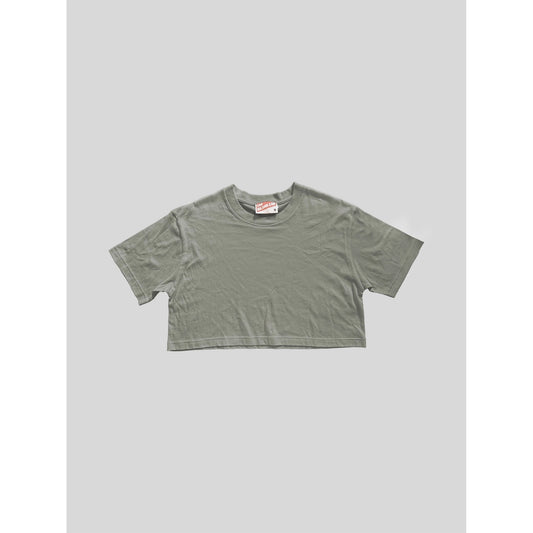 Mineral Washed Oversized Crop Tee (Sage Green)