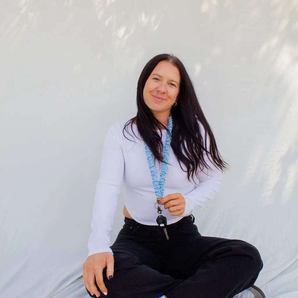 Blue Striped Lanyard