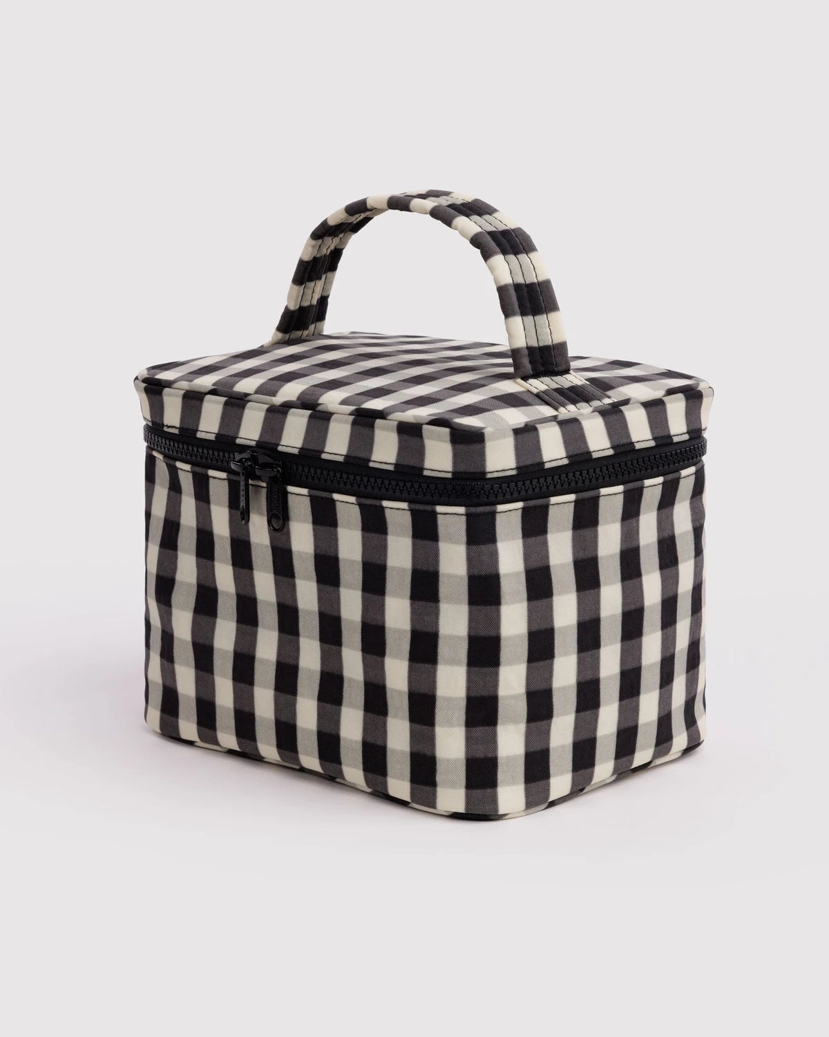 Black And Cream Gingham Large Cosmetic Case