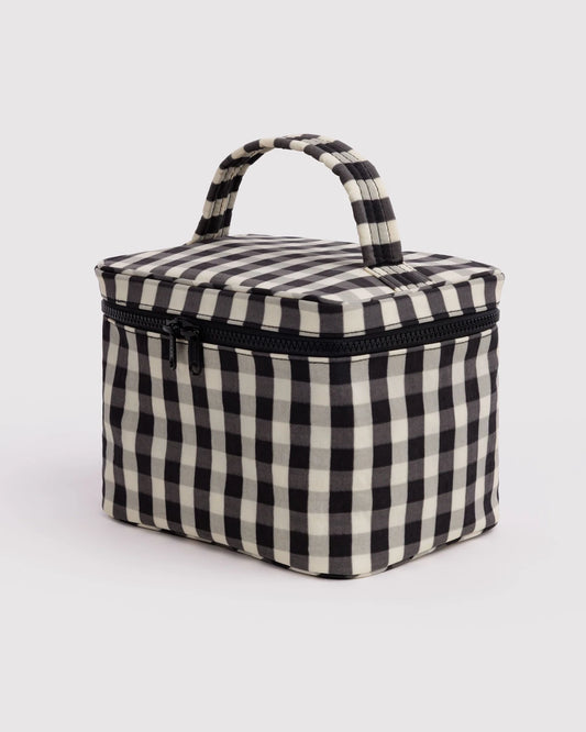 Black And Cream Gingham Large Cosmetic Case