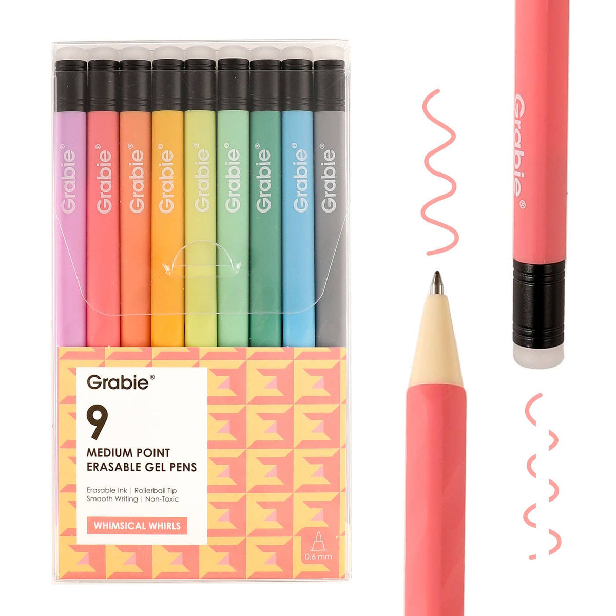 Medium Point Erasable Gel Pen Sets of 9 - Multiple Colors