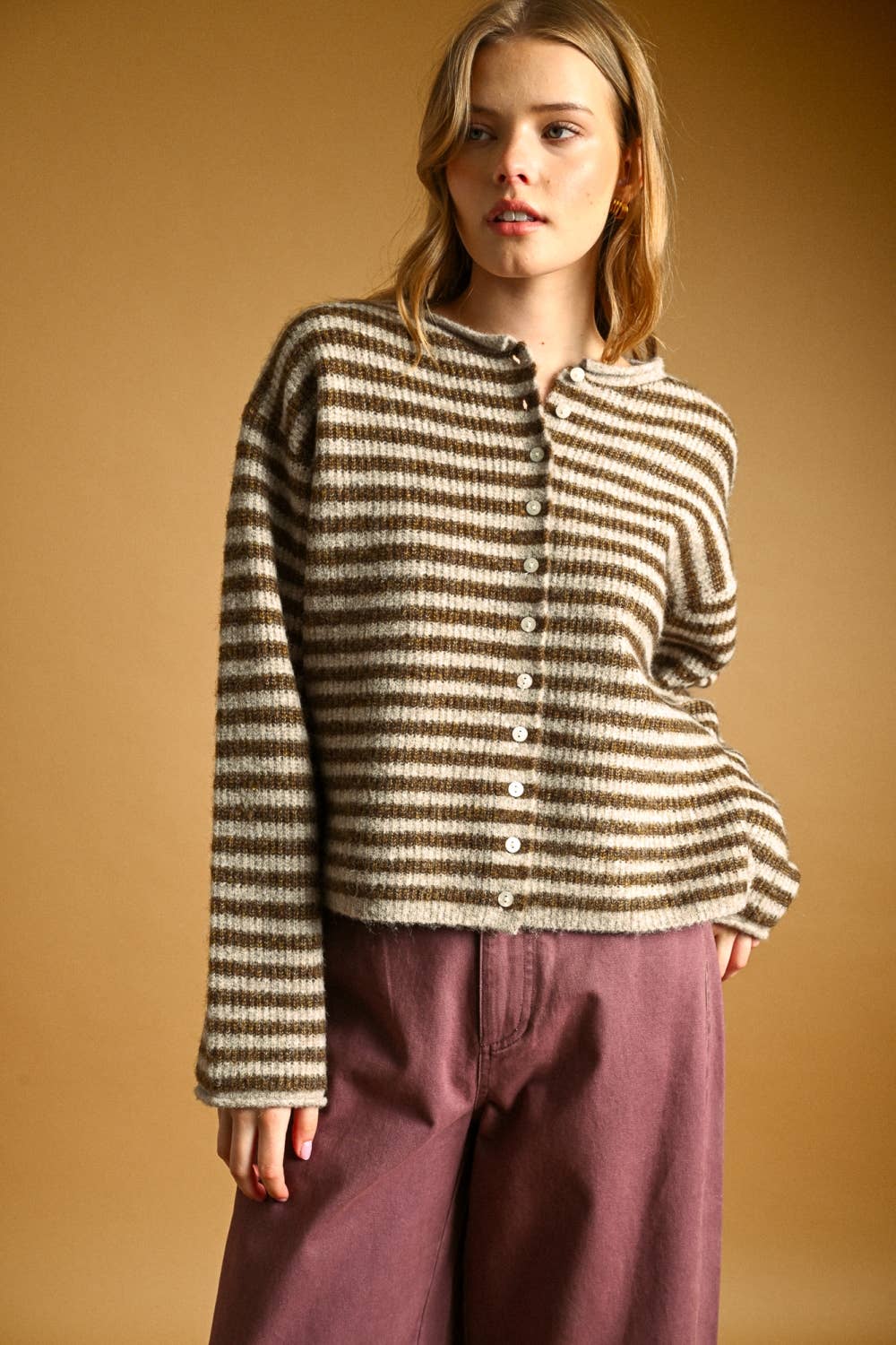 Mocha Striped Cardigan