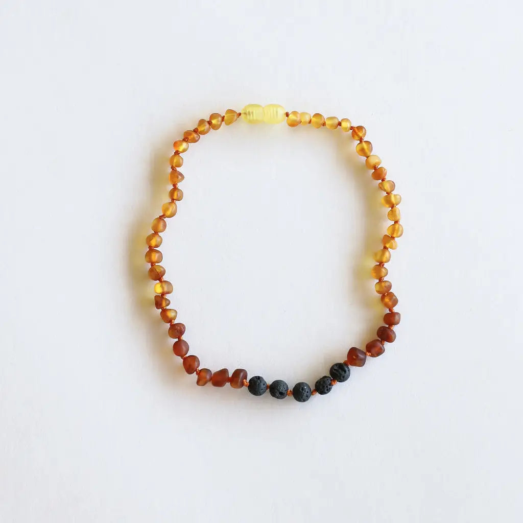 Raw Ombre Amber + Lava Stone Necklace