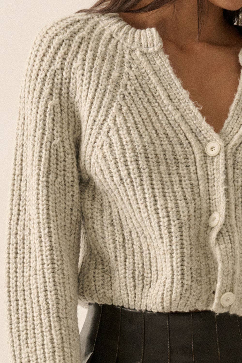 Heather Confetti Button-Front Cardigan Sweater