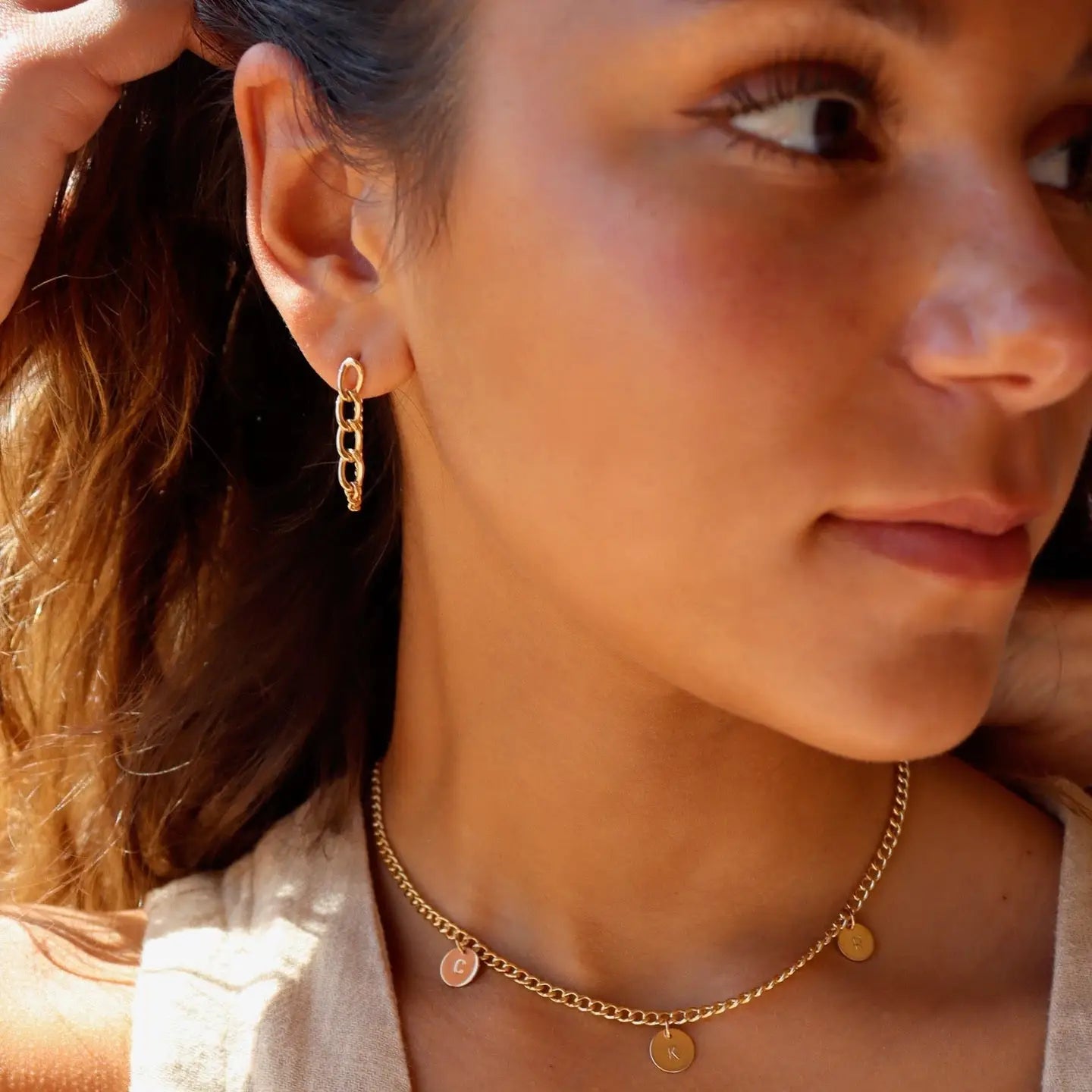 Alex Chain Stud Earrings in 14k Gold Fill