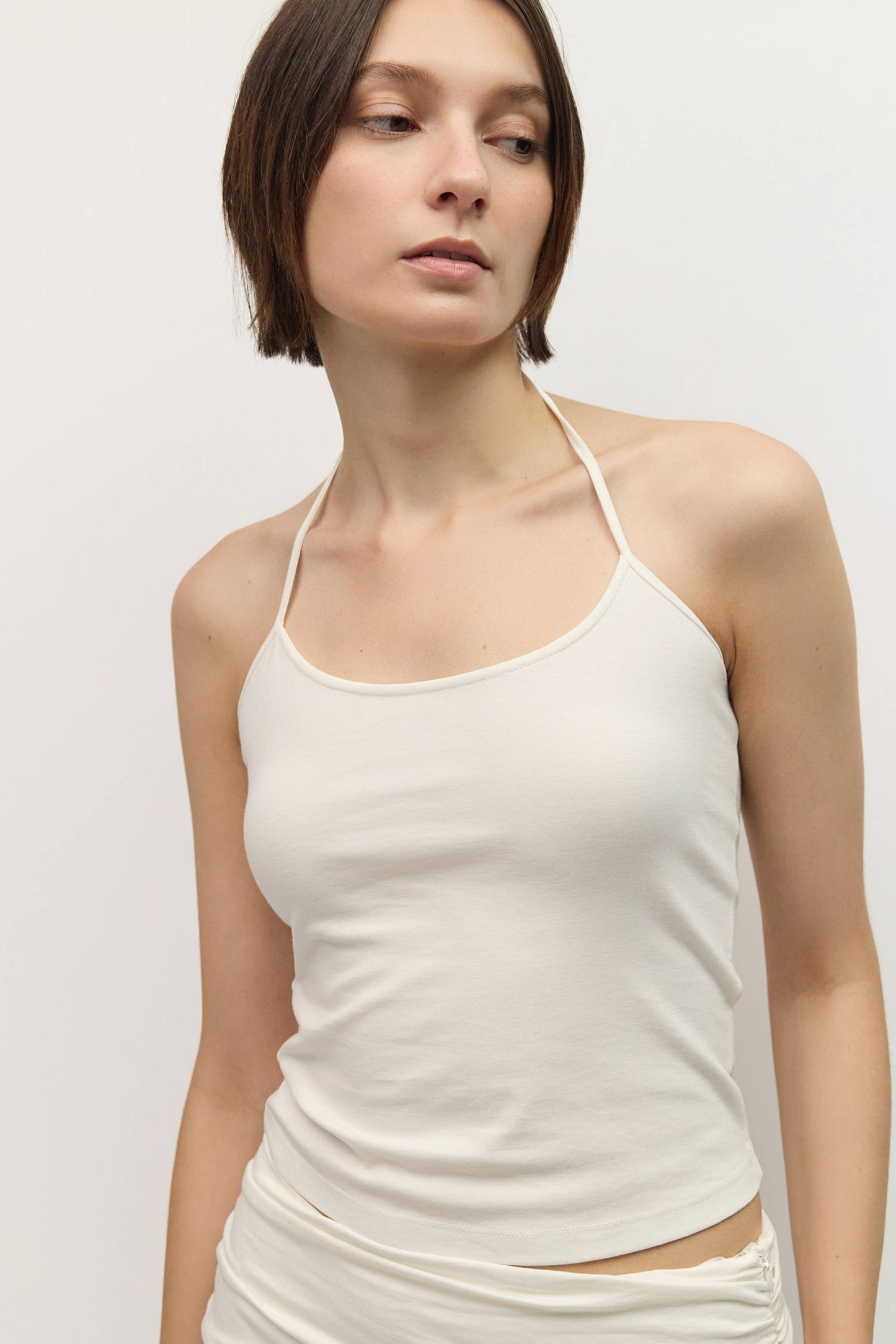 Knit White Halter Tank Top