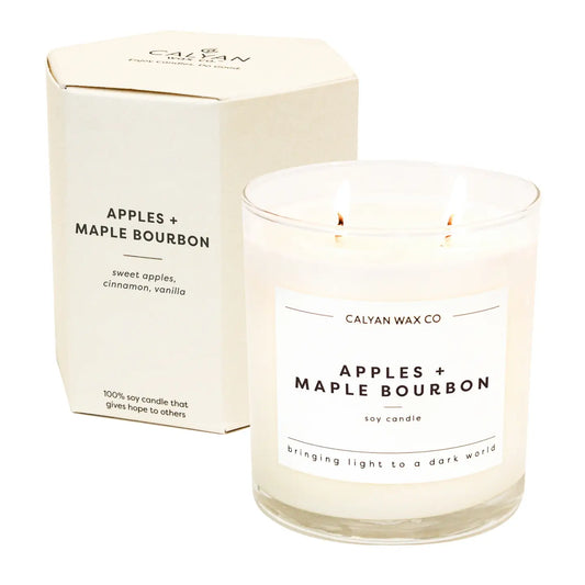 Apples + Maple Bourbon - Glass Tumbler Soy Candle