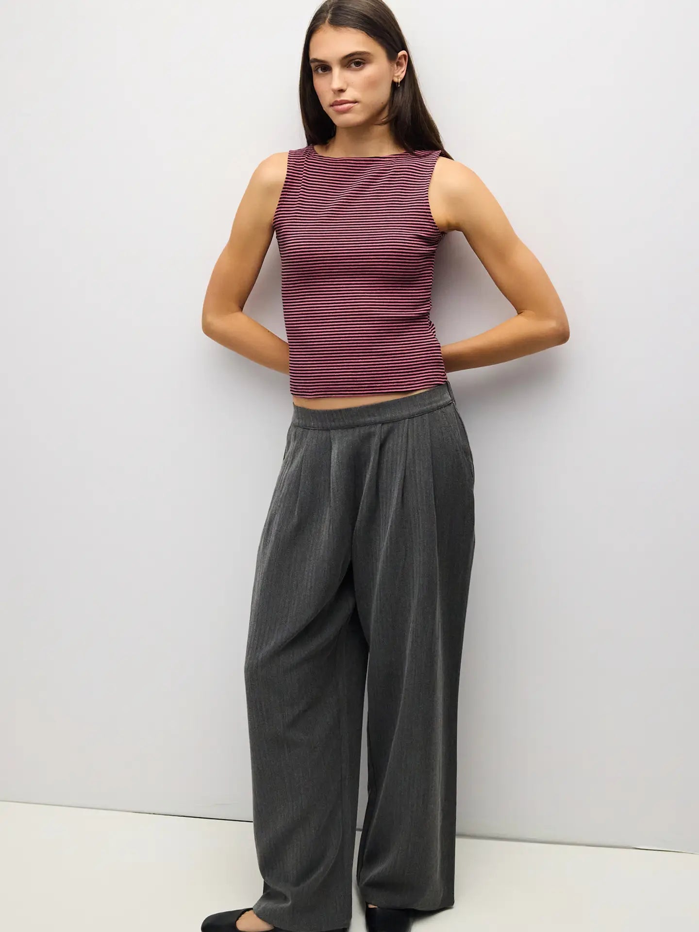 Pink/Navy Striped The Adrienne Top