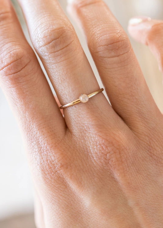 Mini Moonstone Stacking Ring in Gold Filled