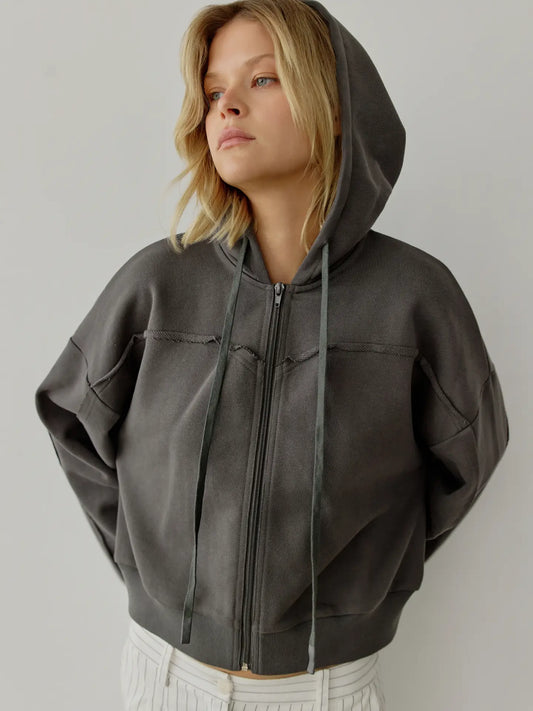The Arlo Jacket | Cropped Zip-Up Hooded Jacket