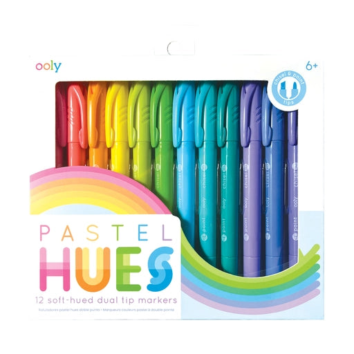 Pastel Hues: Soft-Hued Dual Tip Markers (Set of 12)