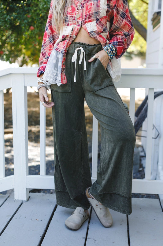 Heaven Sent Wide Leg Pant - Olive