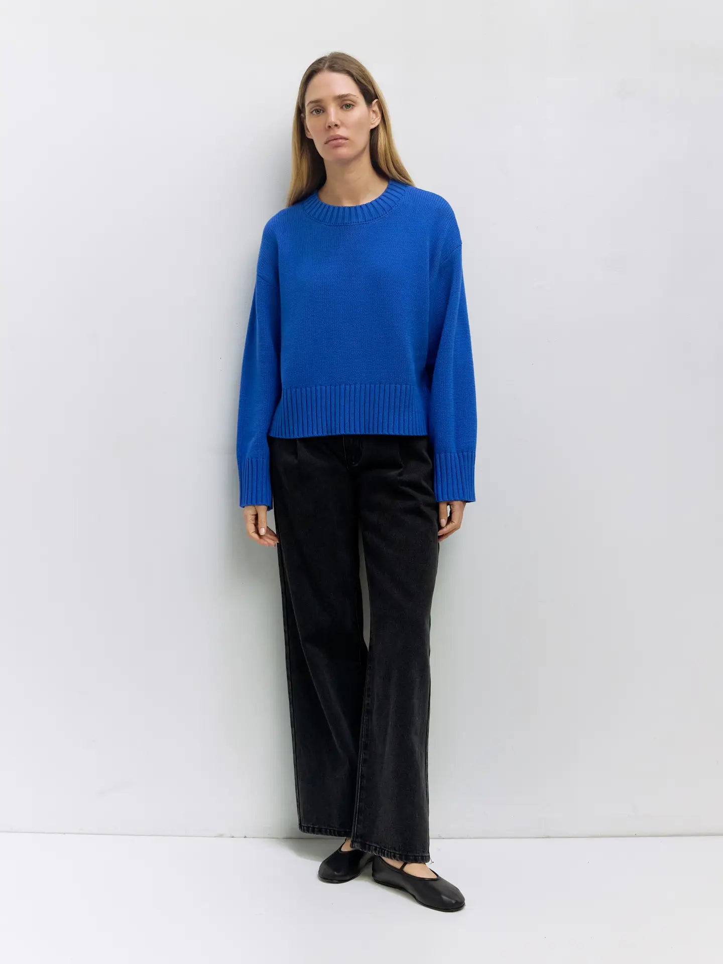 Blue Asher Sweater | Oversized Cropped Sweater
