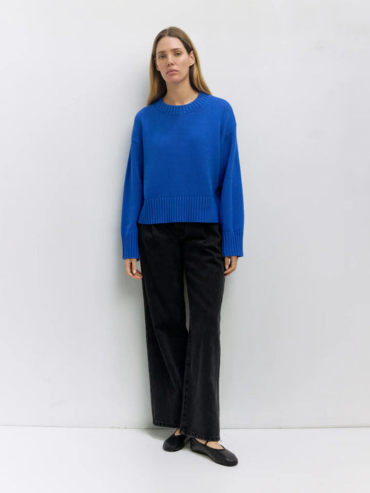 Blue Asher Sweater | Oversized Cropped Sweater