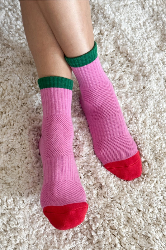 Color Block Girlfriend Socks (Rose Green)