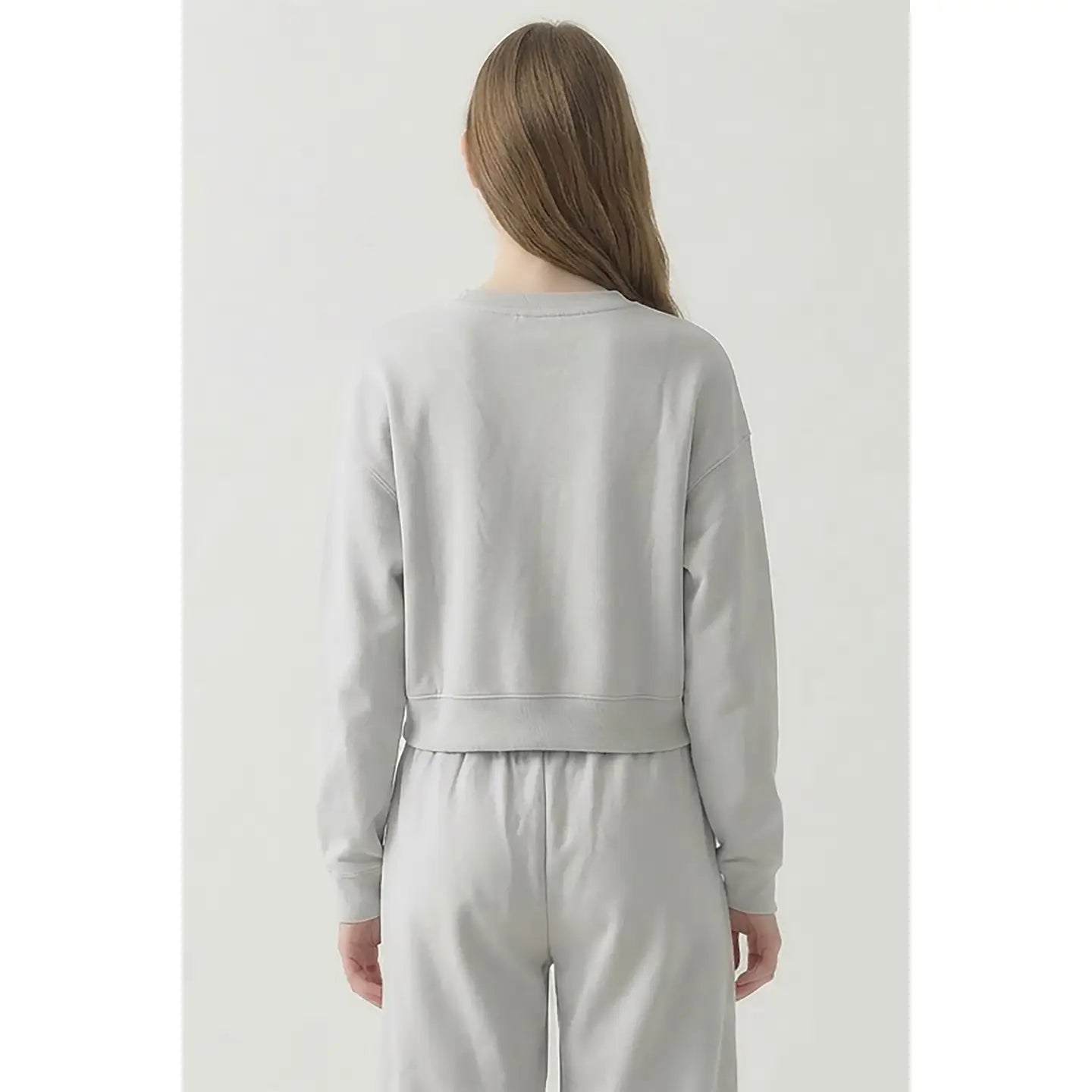 Cotton Oversized Cropped Crewneck - Stone