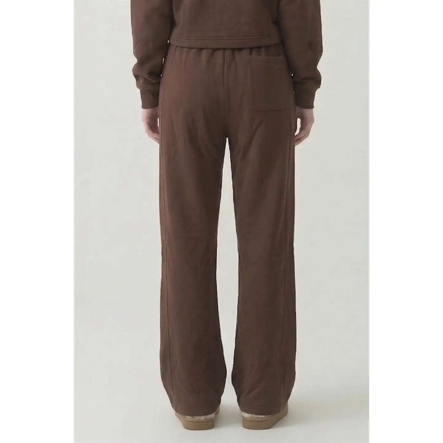 Pre Shrunk Cotton Terry Wide Pants - Chocolate