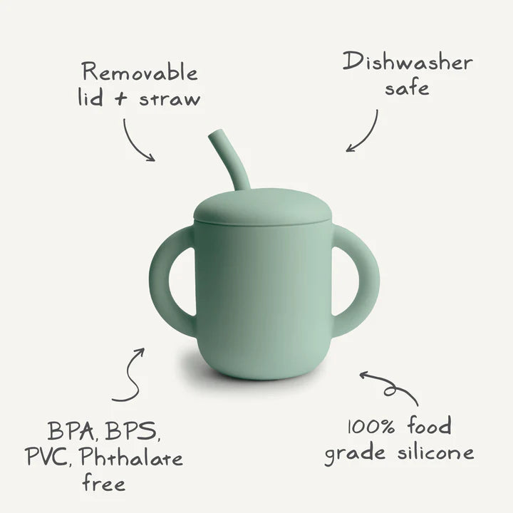 Silicone Training Cup + Straw | Dried Thyme