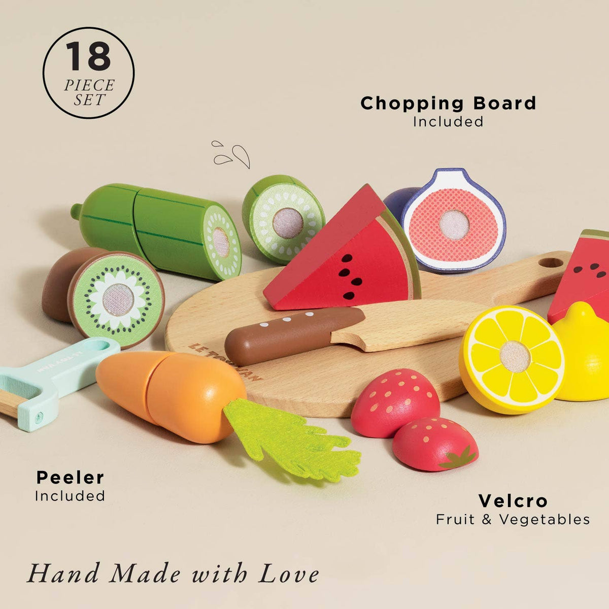 Wooden Chopping Board & Sliceable Play Food