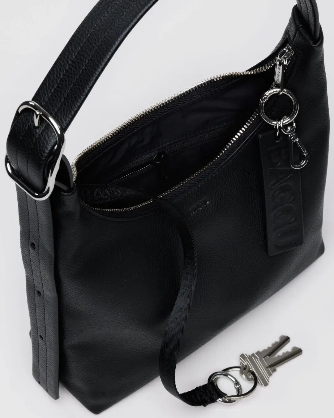 Mini Recycled Leather Shoulder Bag (Black)