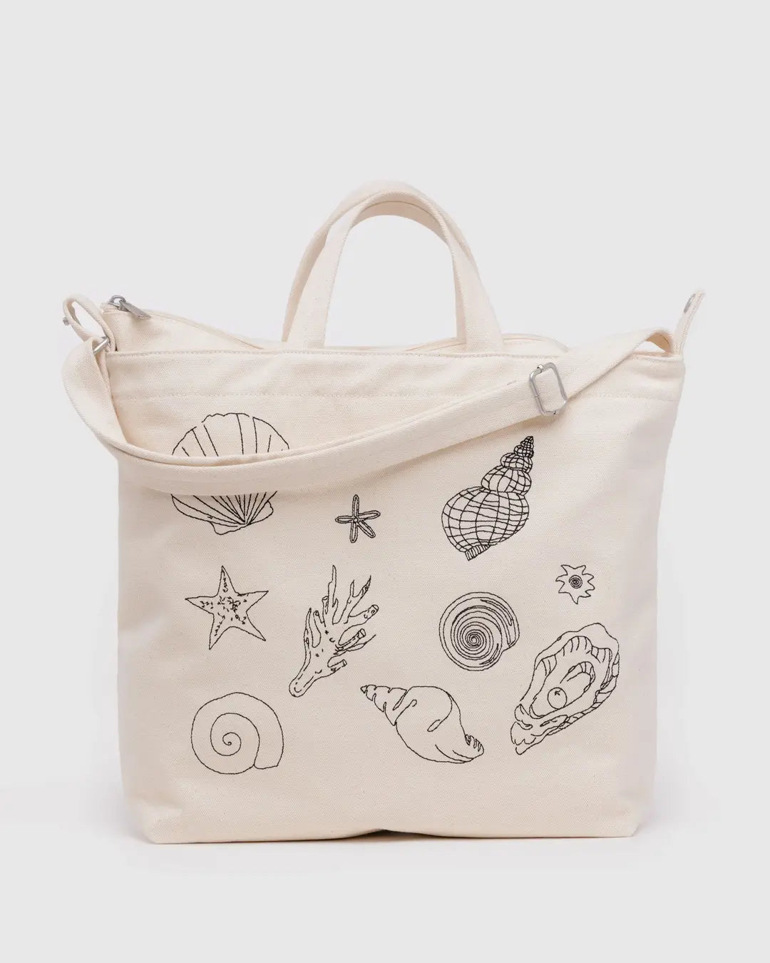 Horizontal Zip Bag (Embroidered Shells)