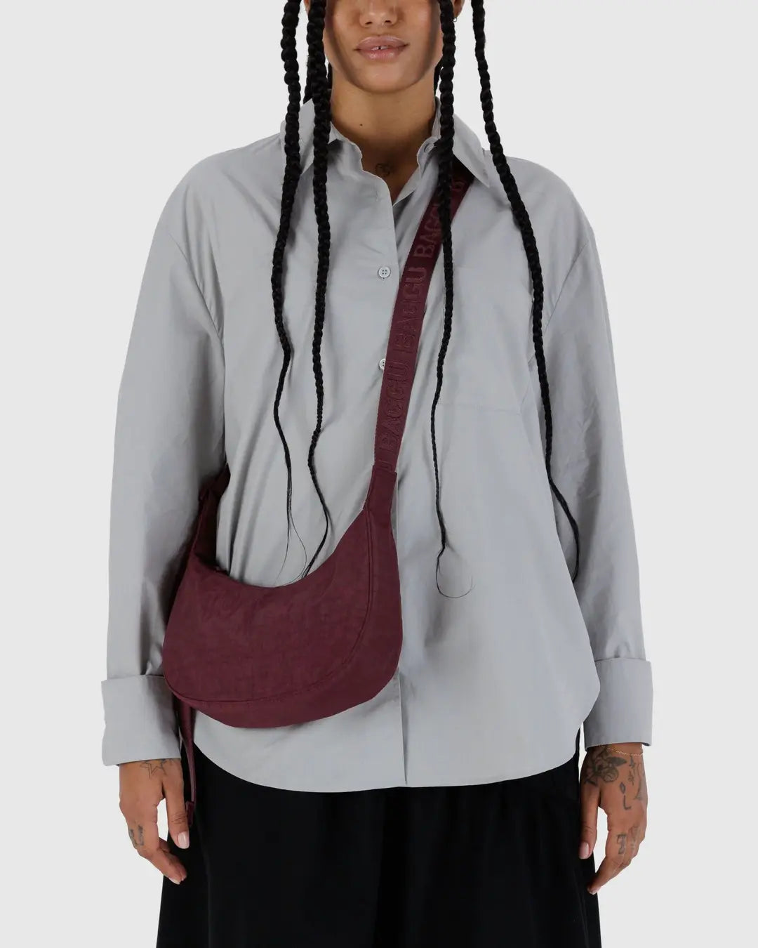 Small Nylon Crescent Bag (Mahogony)