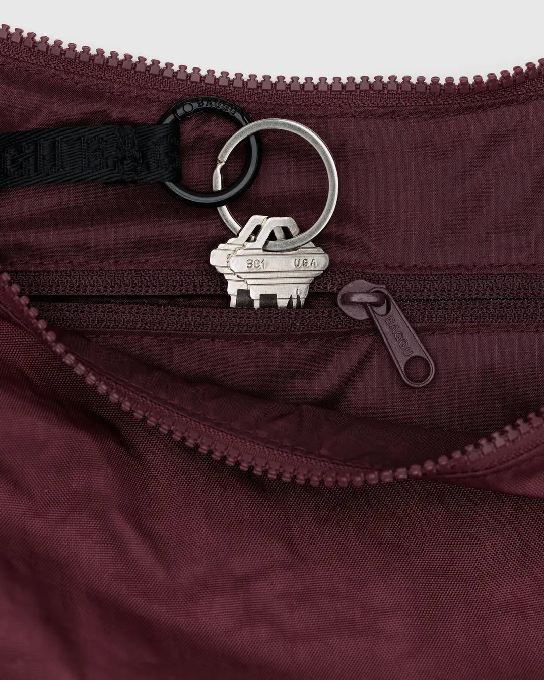 Medium Nylon Crescent Bag (Mahogony)