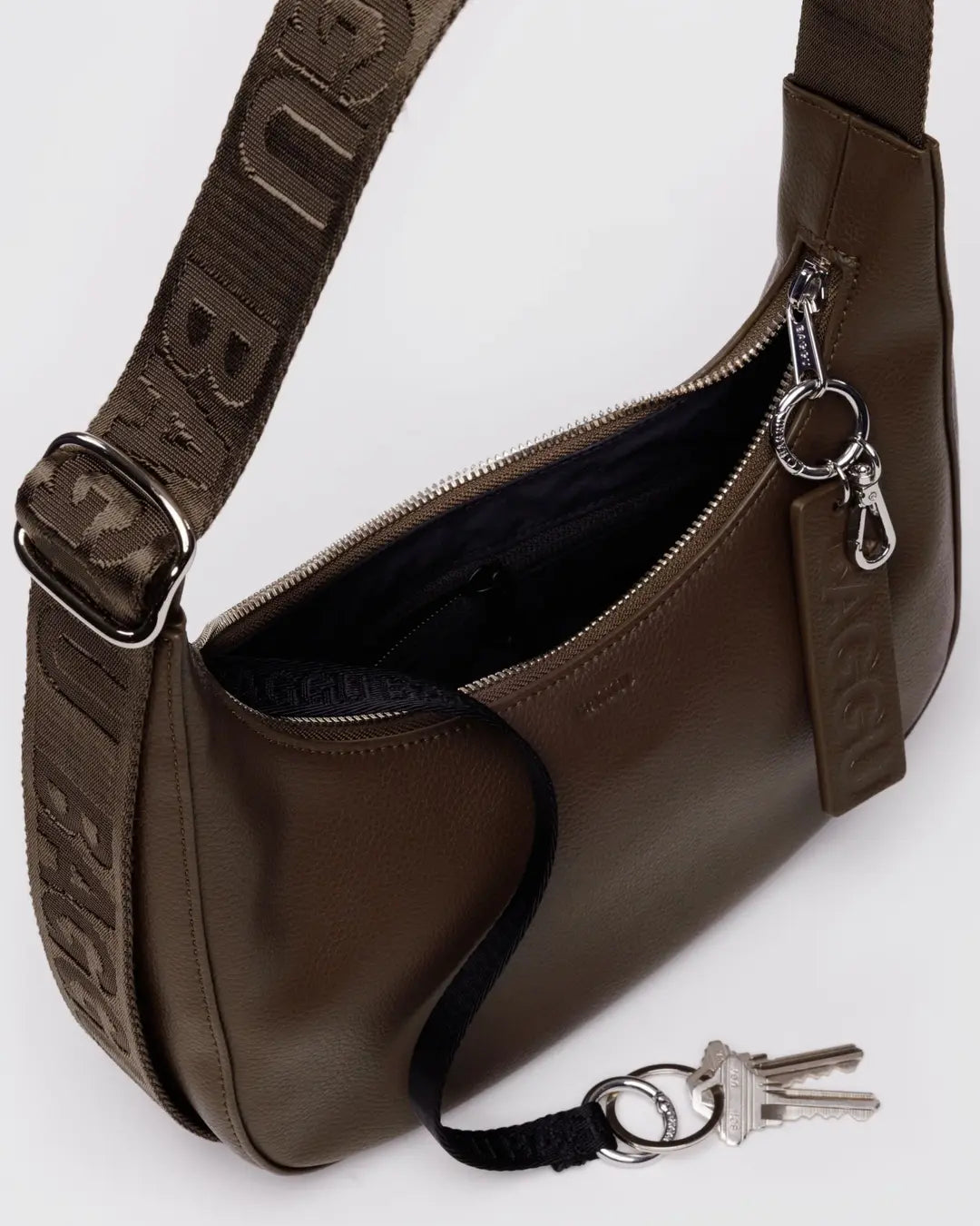 Small Recycled Leather Crescent Bag (Brown)