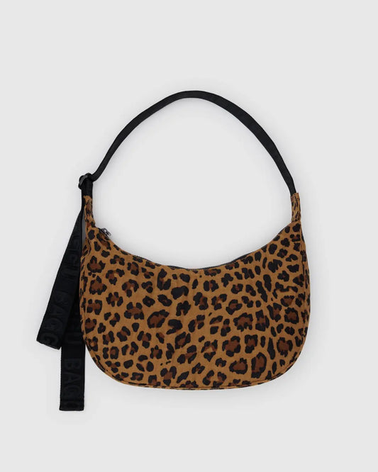 Medium Nylon Crescent Bag (Leopard)