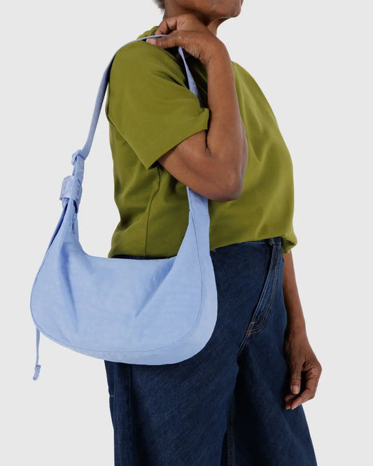 Medium Nylon Crescent Bag (French Blue)