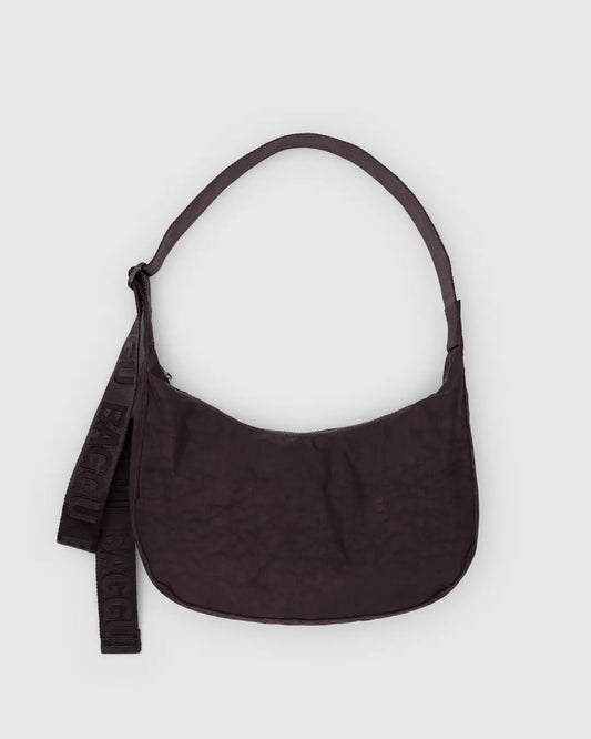 Medium Nylon Crescent Bag (Chocolate Plum)