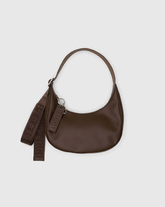 Small Recycled Leather Crescent Bag (Brown)