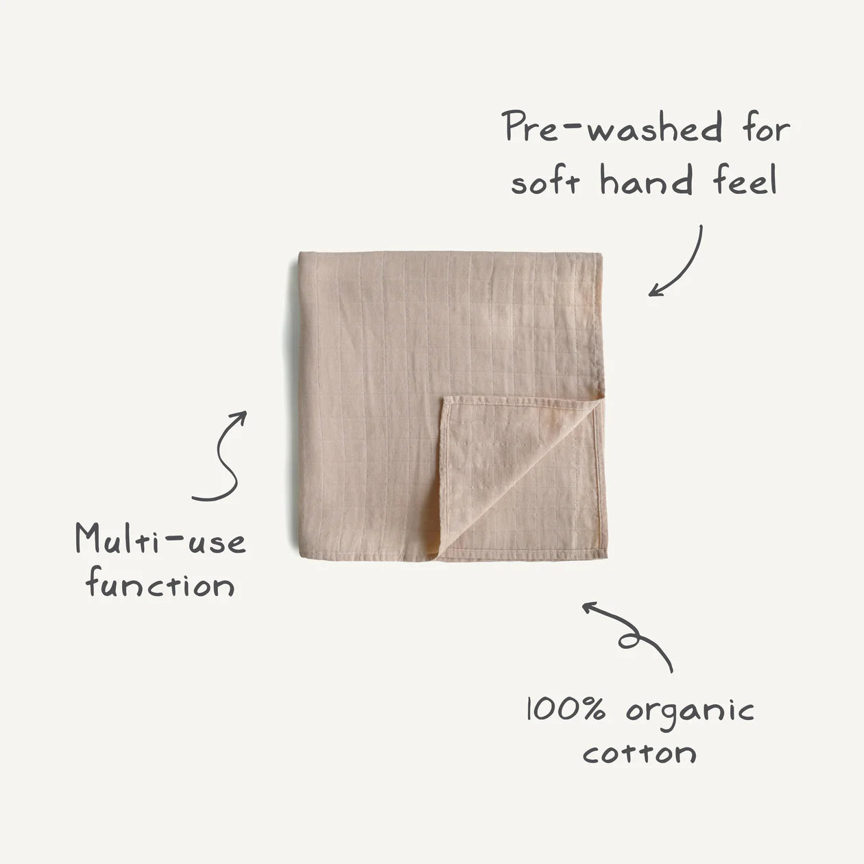 Organic Cotton Muslin Swaddle Blanket (Natural Stripe)