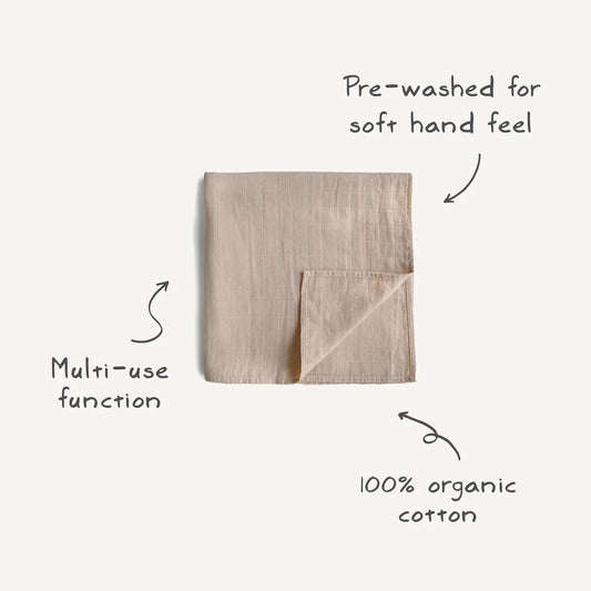 Organic Cotton Muslin Swaddle Blanket (Natural Stripe)