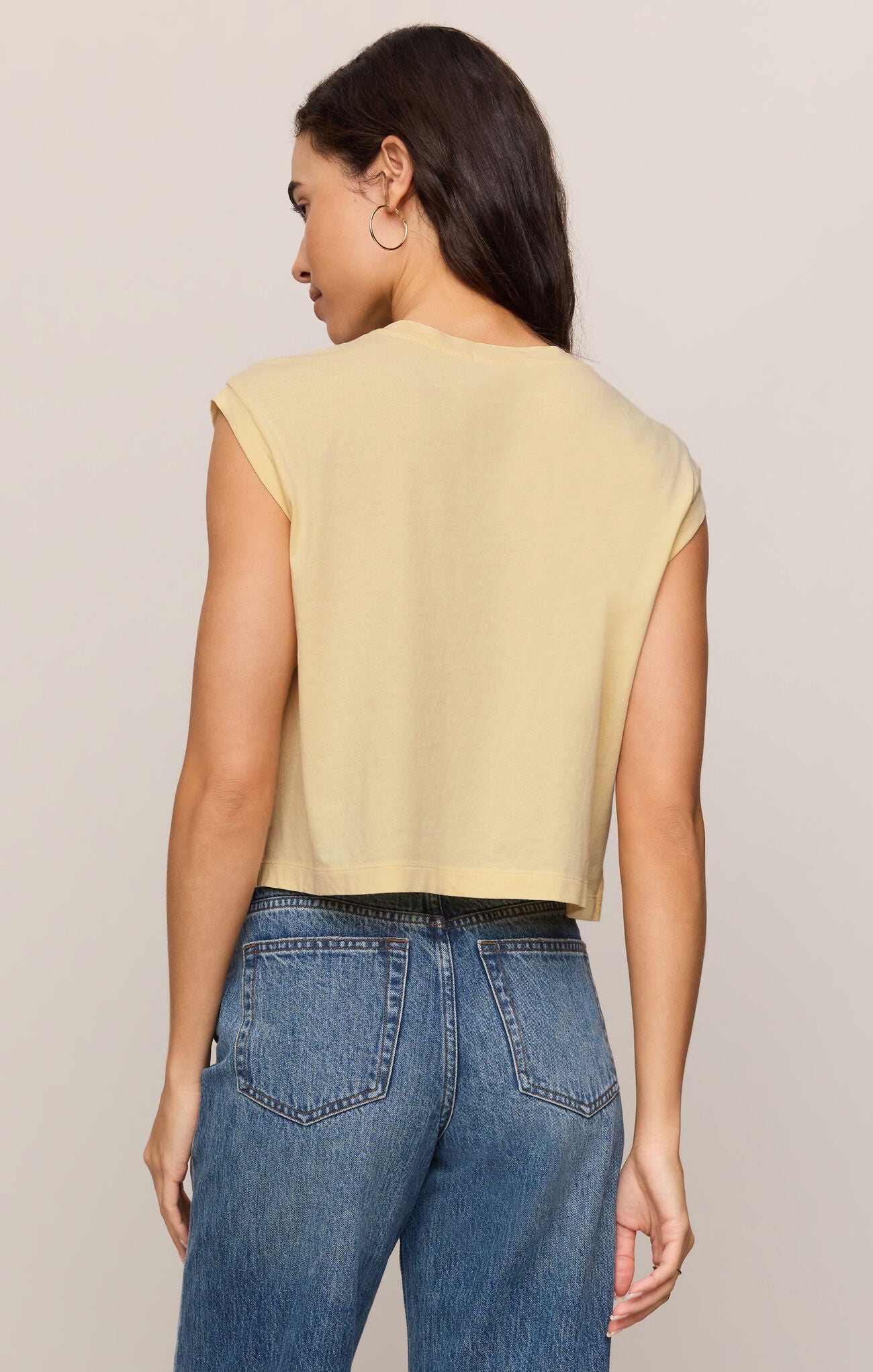 Lemon Chiffon Flex Cropped Muscle Tee