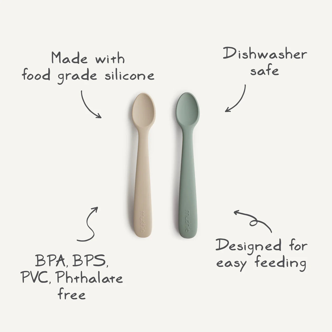 Silicone Feeding Spoons - Ivory